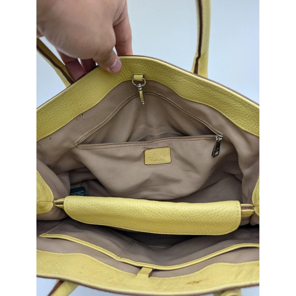 Lauren Ralph Lauren Satchel Bag Womens Medium Yellow Leather Shoulder Purse